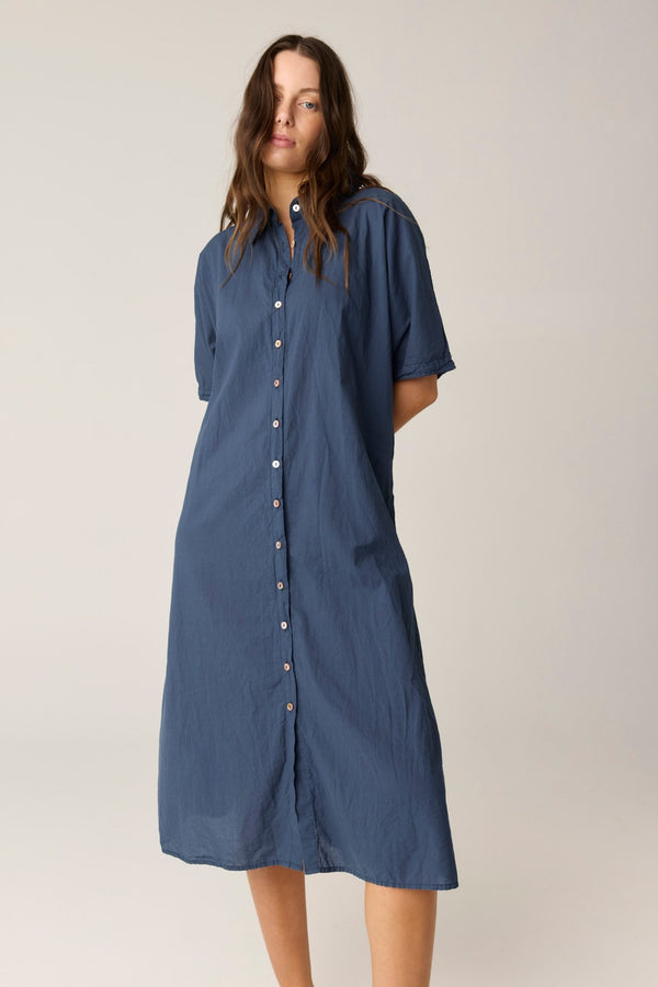 DEVOILE SHIRT DRESS - DARK NAVY (PRE - ORDER) - Primness