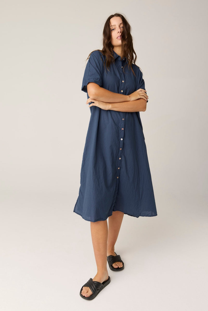 DEVOILE SHIRT DRESS - DARK NAVY (PRE - ORDER) - Primness