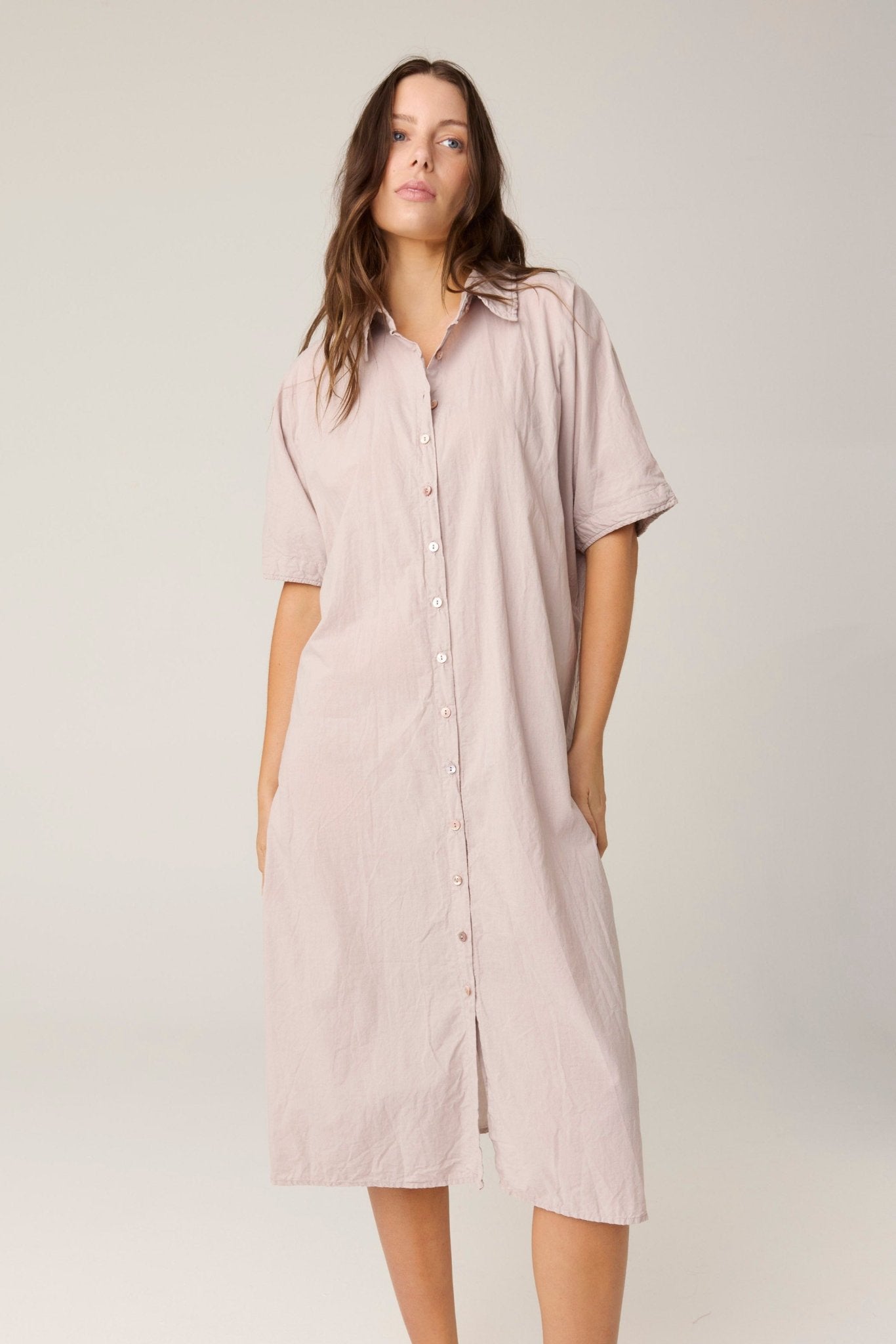 DEVOILE SHIRT DRESS - DOVE (PRE - ORDER) - Primness