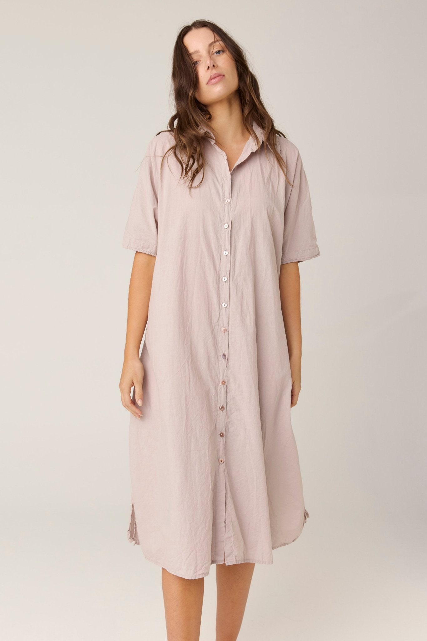 DEVOILE SHIRT DRESS - DOVE (PRE - ORDER) - Primness