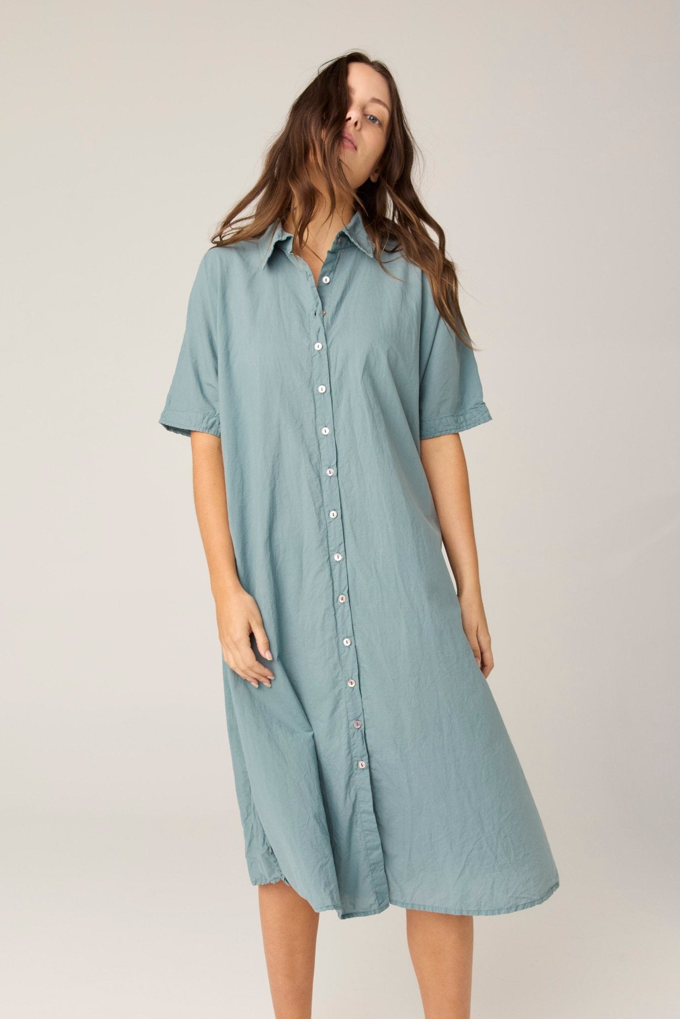 DEVOILE SHIRT DRESS - LAGOON (PRE - ORDER) - Primness