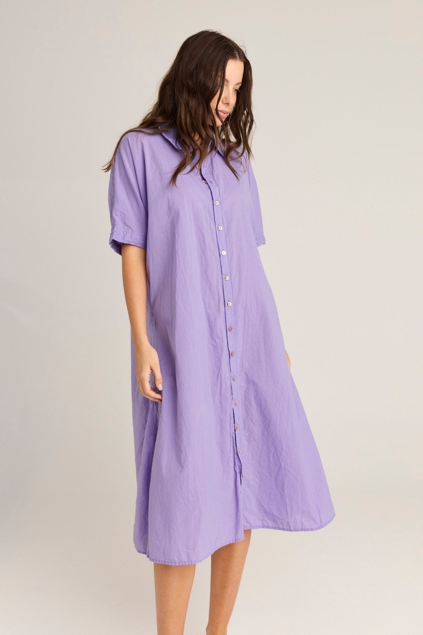 DEVOILE SHIRT DRESS - LAVENDAR (PRE - ORDER) - Primness