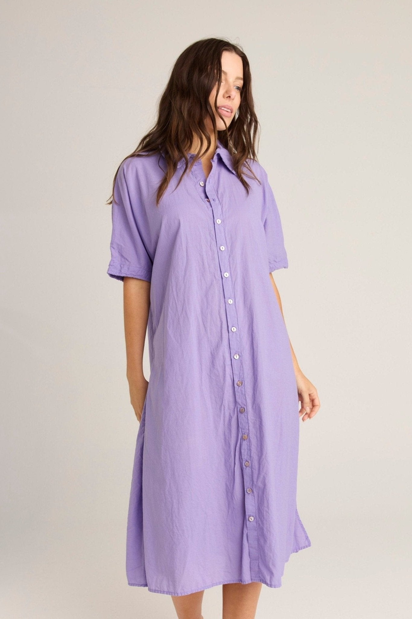 DEVOILE SHIRT DRESS - LAVENDAR (PRE - ORDER) - Primness