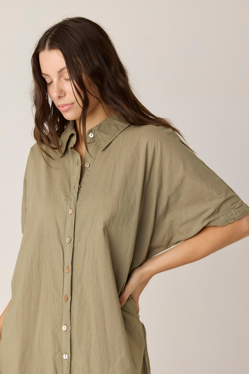 DEVOILE SHIRT DRESS - MOSS (PRE - ORDER) - Primness