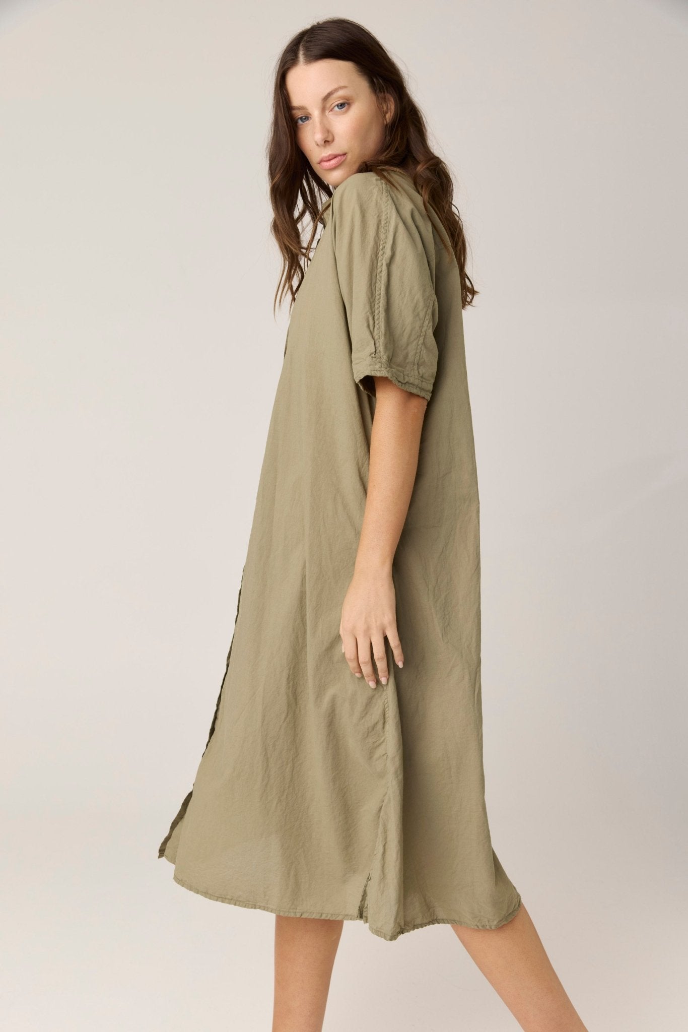 DEVOILE SHIRT DRESS - MOSS (PRE - ORDER) - Primness