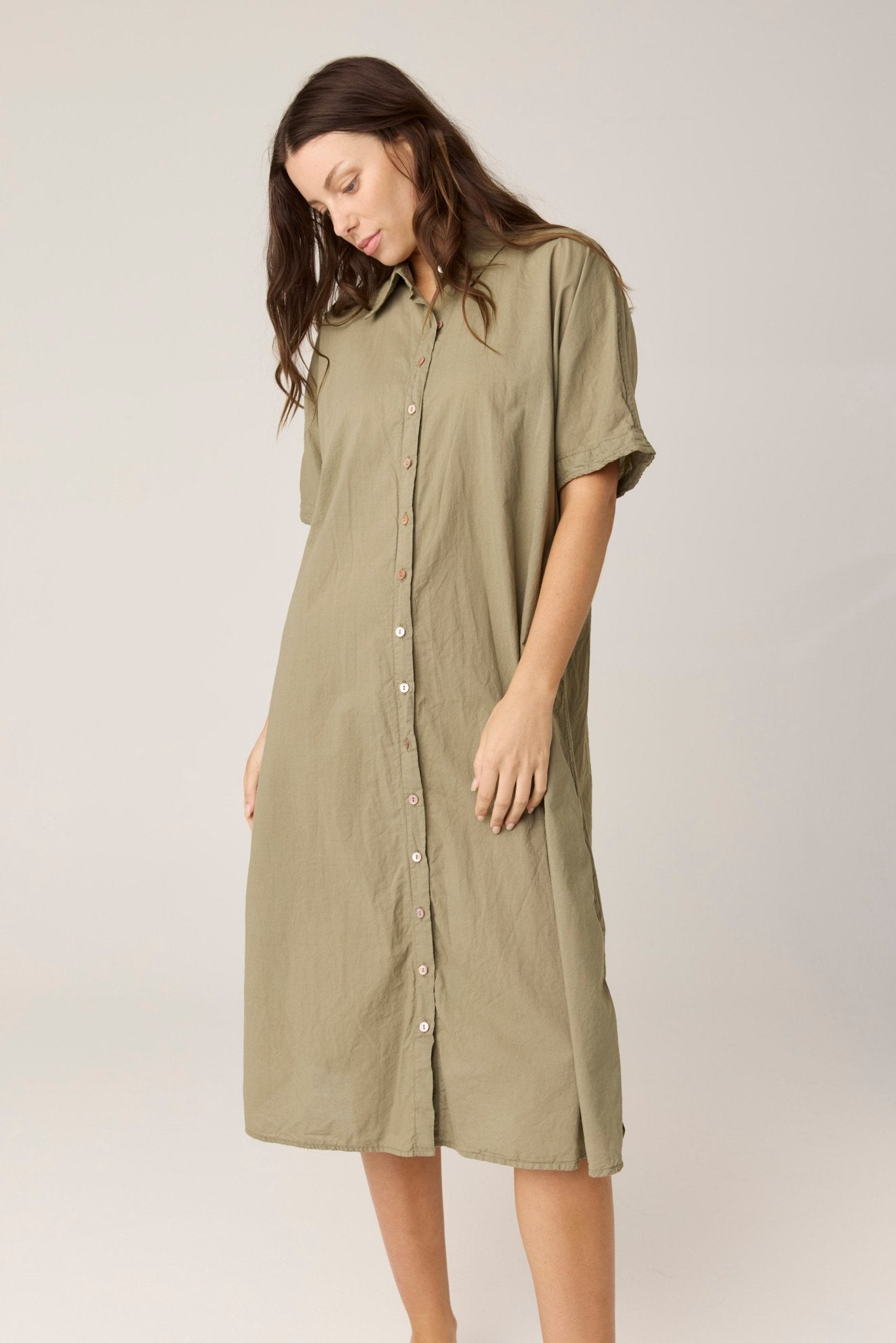 DEVOILE SHIRT DRESS - MOSS (PRE - ORDER) - Primness