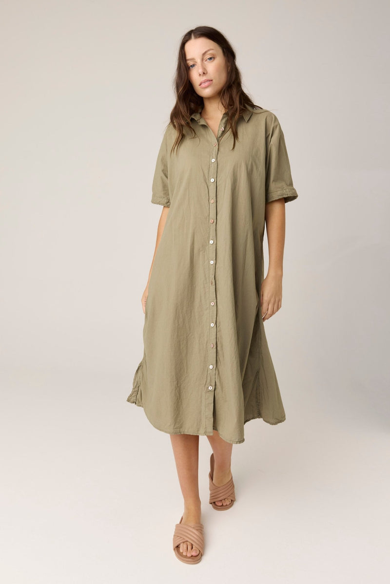 DEVOILE SHIRT DRESS - MOSS (PRE - ORDER) - Primness