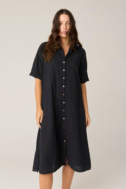 DEVOILE SHIRT DRESS - NOIR (PRE - ORDER) - Primness