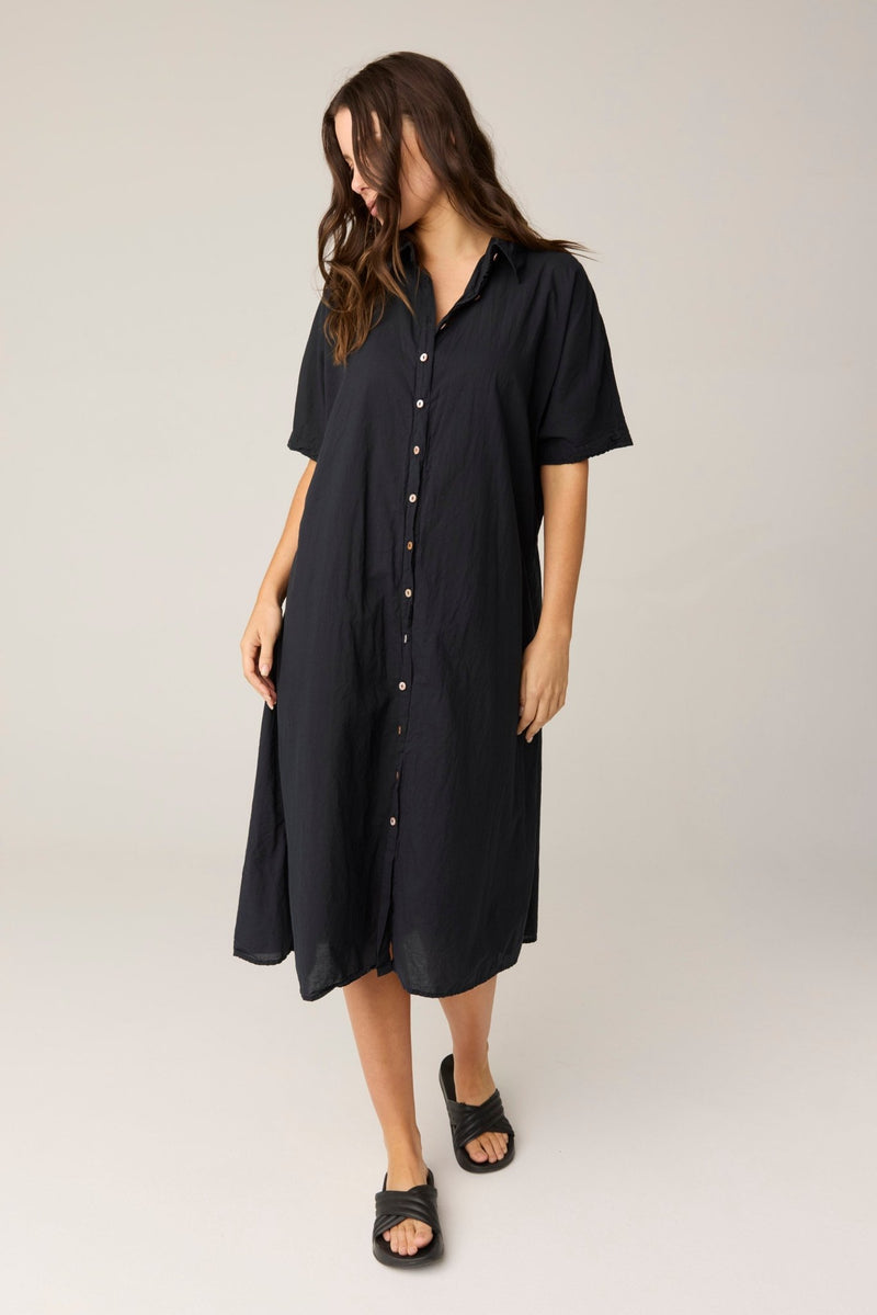 DEVOILE SHIRT DRESS - NOIR (PRE - ORDER) - Primness