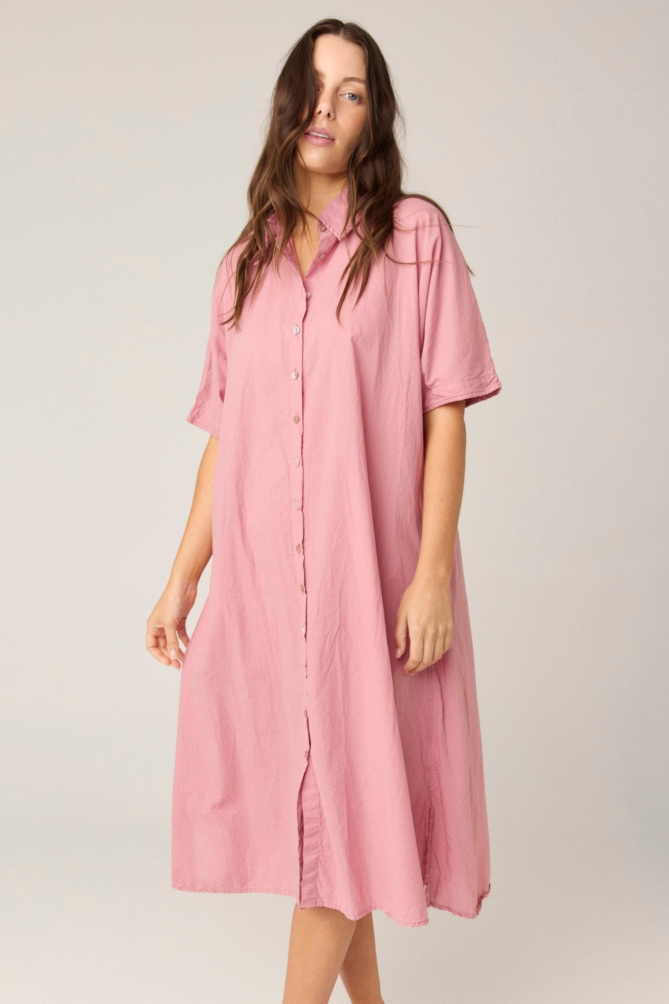 DEVOILE SHIRT DRESS - SALMON (PRE - ORDER) - Primness