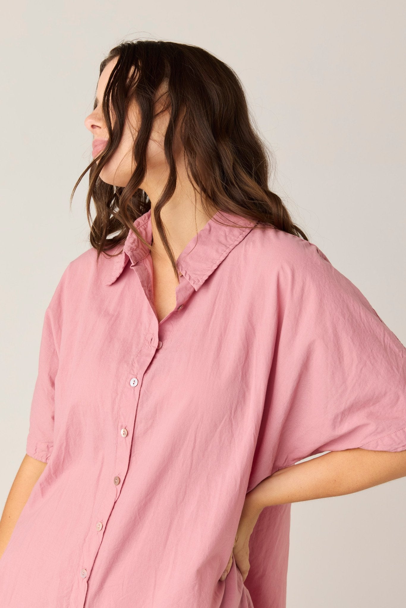 DEVOILE SHIRT DRESS - SALMON (PRE - ORDER) - Primness