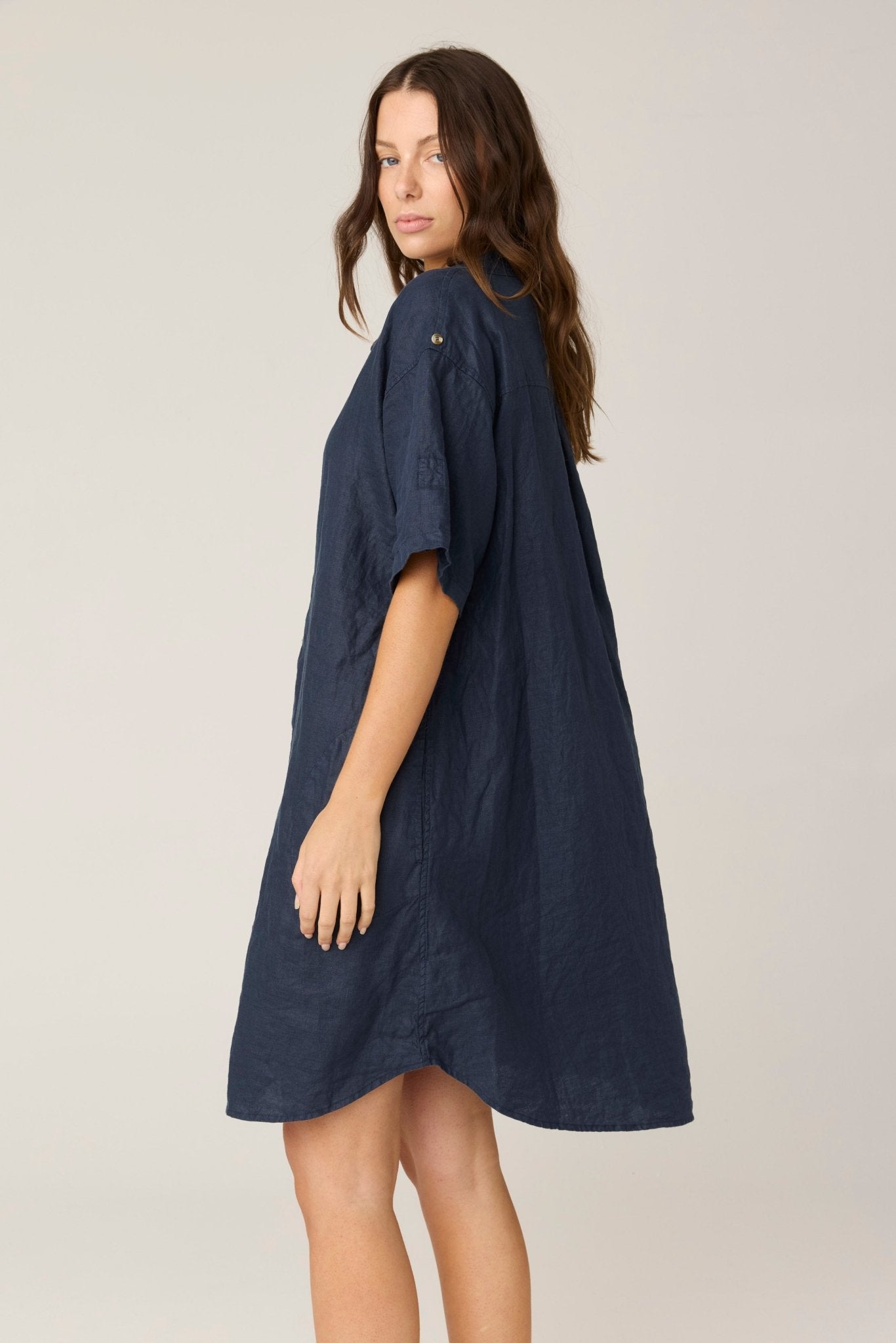 FOREVER SHIRT DRESS - DARK NAVY (PRE - ORDER) - Primness