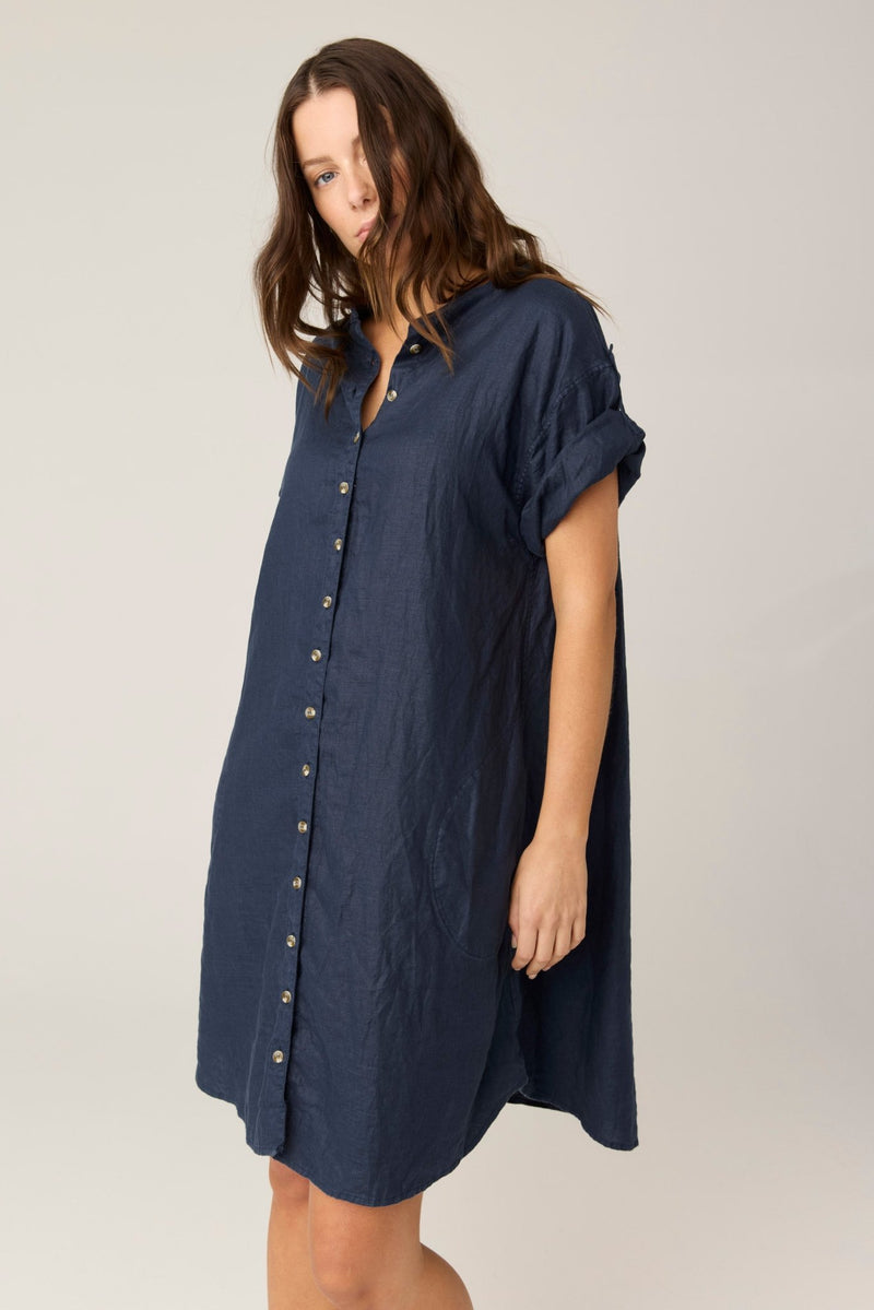 FOREVER SHIRT DRESS - DARK NAVY (PRE - ORDER) - Primness