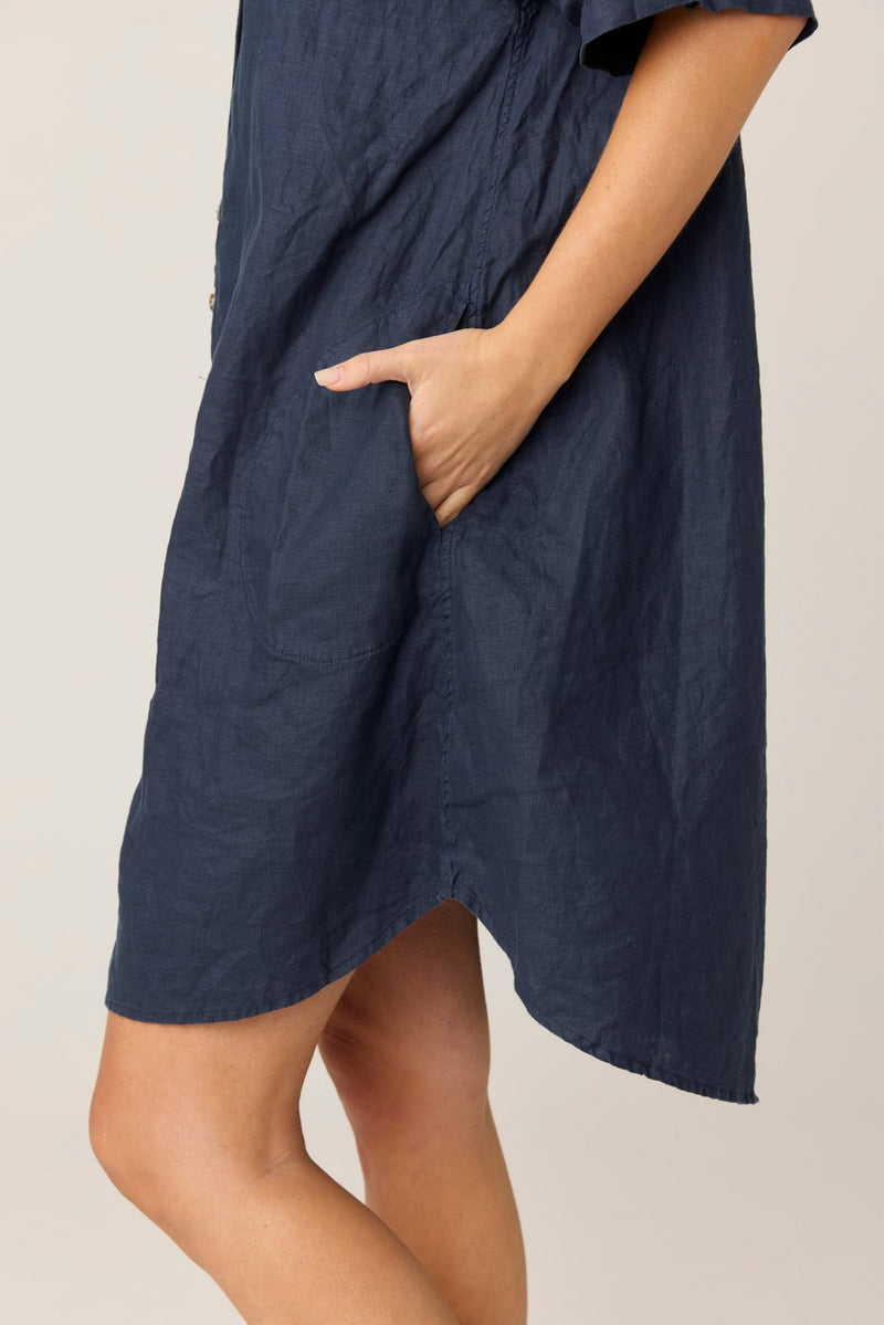 FOREVER SHIRT DRESS - DARK NAVY (PRE - ORDER) - Primness