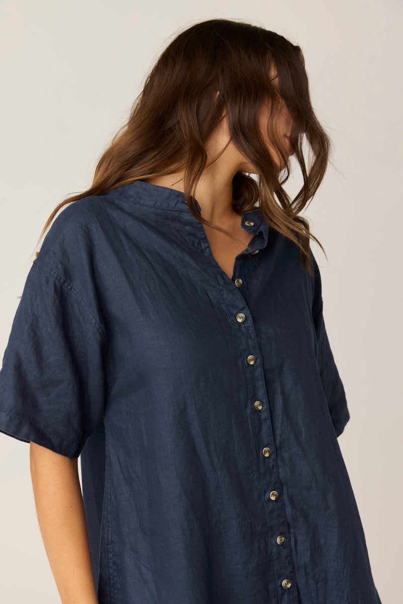 FOREVER SHIRT DRESS - DARK NAVY (PRE - ORDER) - Primness