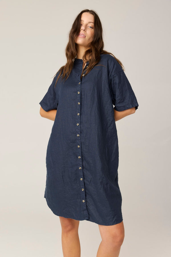 FOREVER SHIRT DRESS - DARK NAVY (PRE - ORDER) - Primness