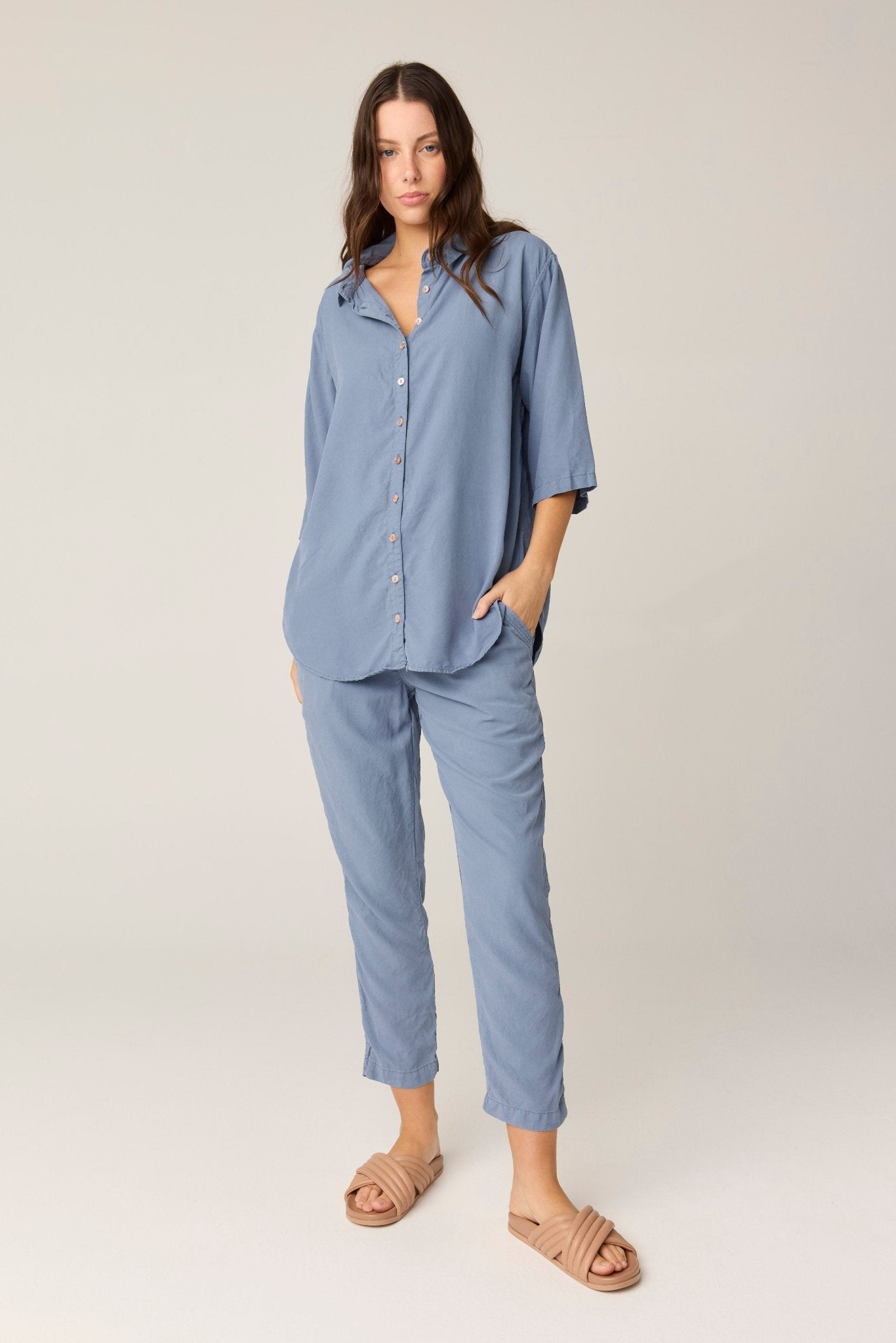 GRACIE SHIRT - CHALK BLUE (PRE - ORDER) - Primness