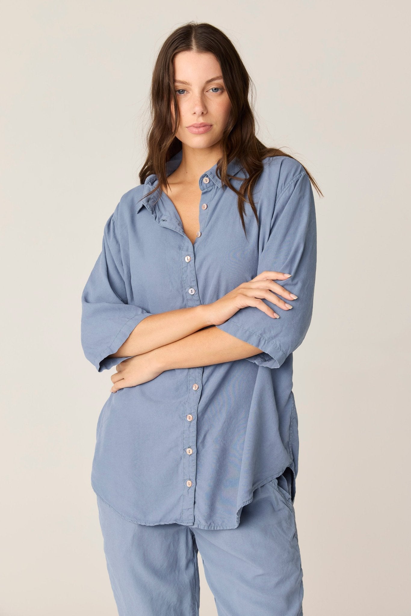 GRACIE SHIRT - CHALK BLUE (PRE - ORDER) - Primness