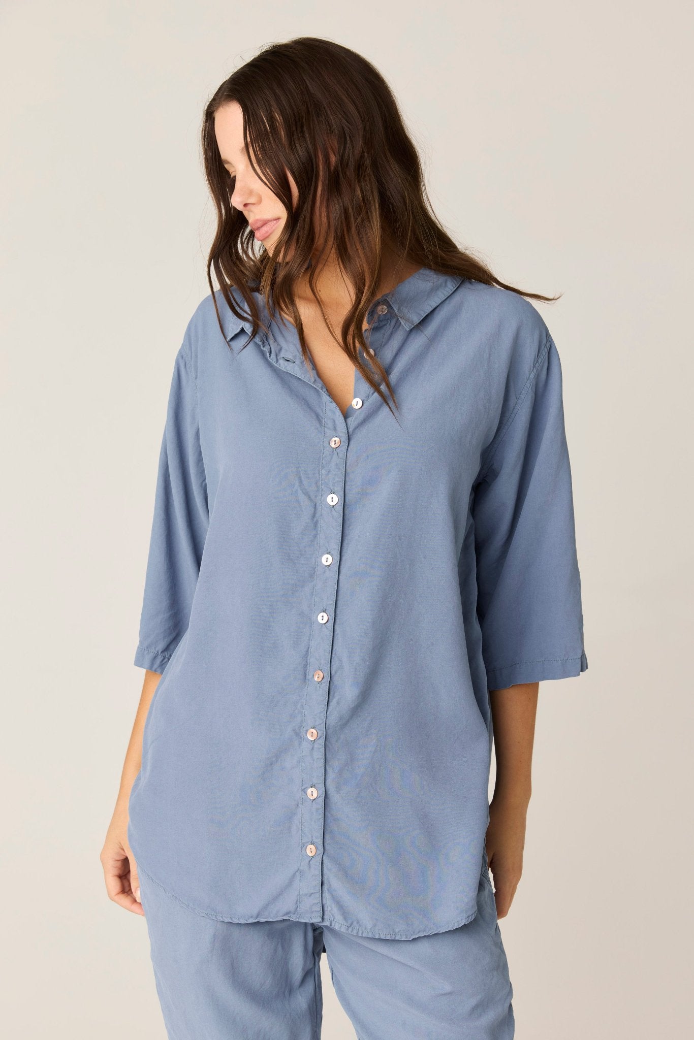 GRACIE SHIRT - CHALK BLUE (PRE - ORDER) - Primness