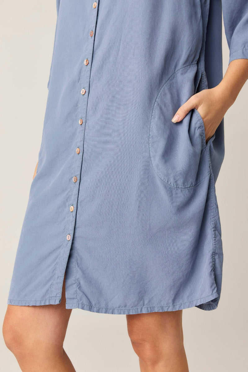 GRACIE SHIRT DRESS - CHALK BLUE (PRE - ORDER) - Primness