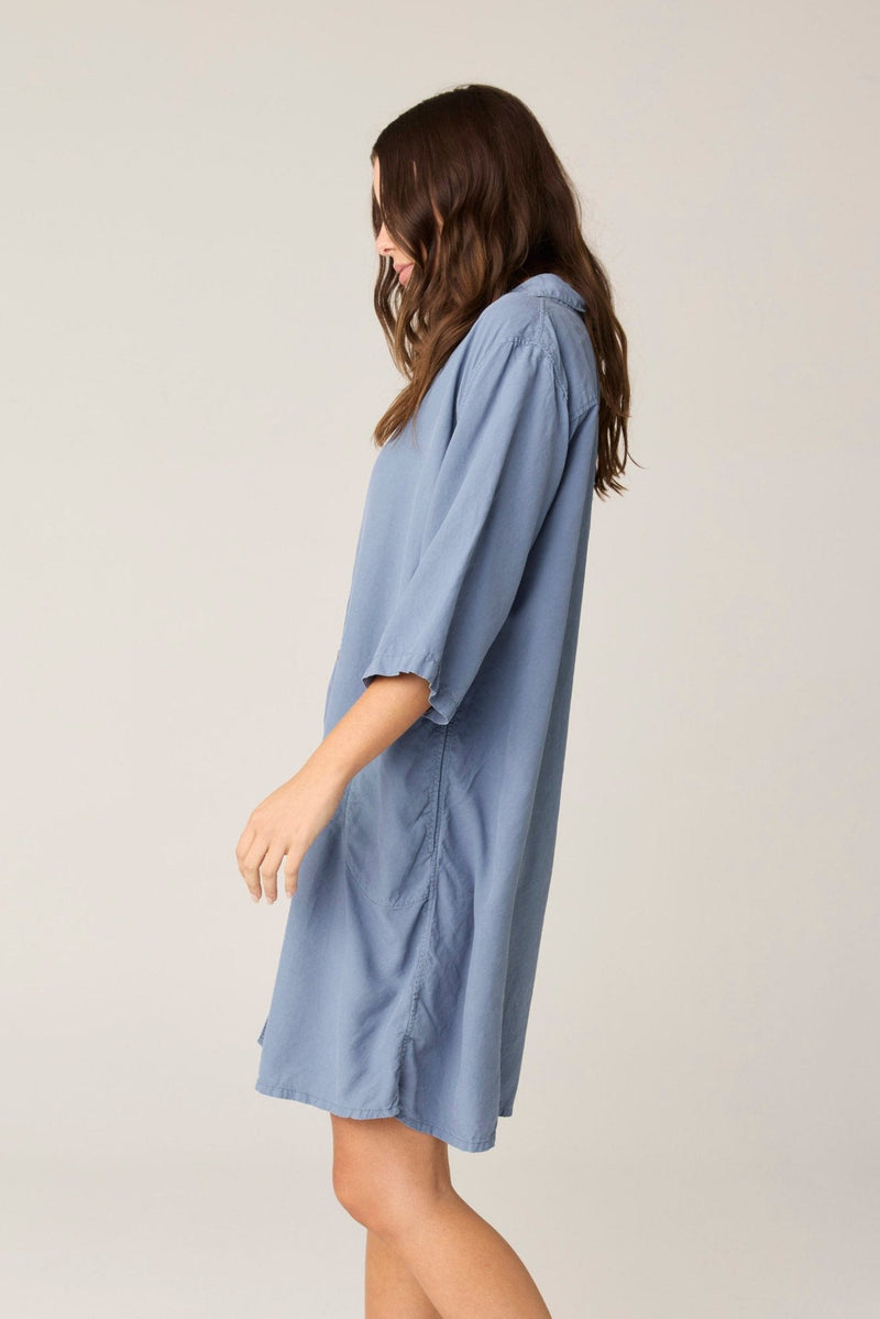 GRACIE SHIRT DRESS - CHALK BLUE (PRE - ORDER) - Primness