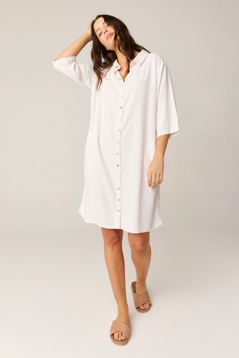 GRACIE SHIRT DRESS - CREAMY (PRE - ORDER) - Primness