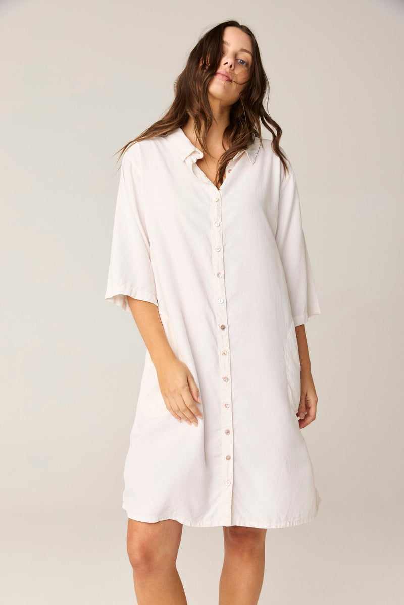 GRACIE SHIRT DRESS - CREAMY (PRE - ORDER) - Primness