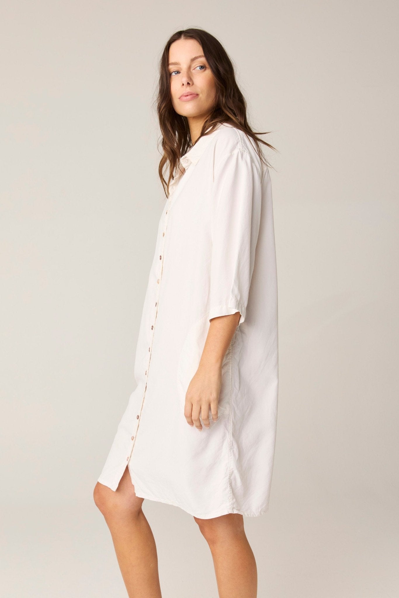 GRACIE SHIRT DRESS - CREAMY (PRE - ORDER) - Primness