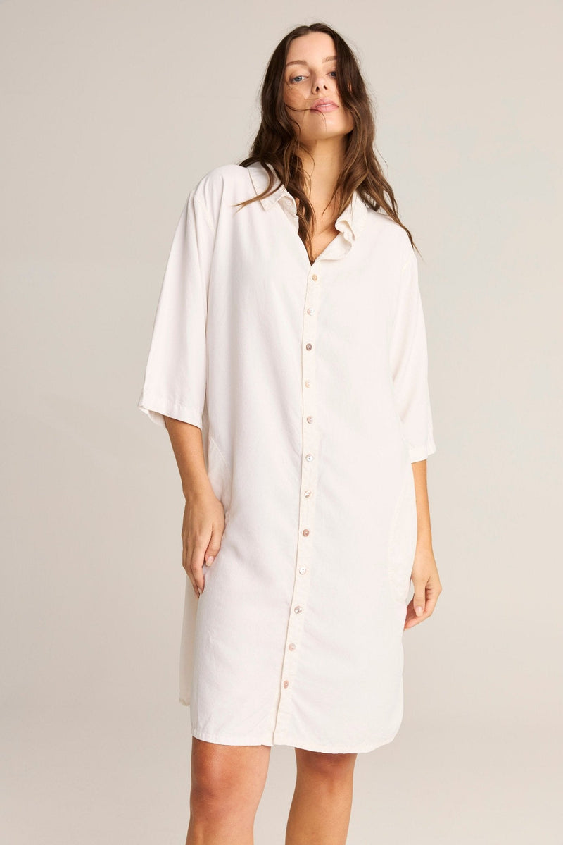 GRACIE SHIRT DRESS - CREAMY (PRE - ORDER) - Primness