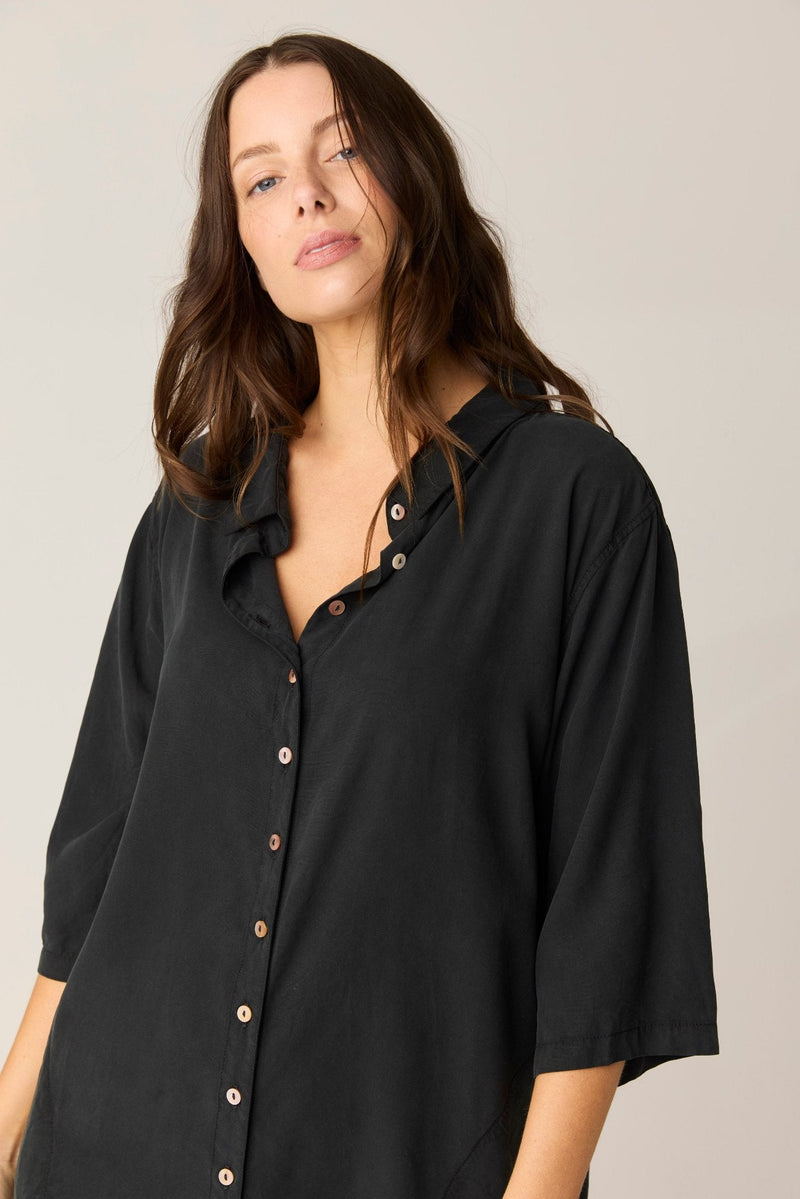 GRACIE SHIRT DRESS - NOIR (PRE - ORDER) - Primness