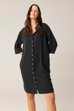 GRACIE SHIRT DRESS - NOIR (PRE - ORDER) - Primness