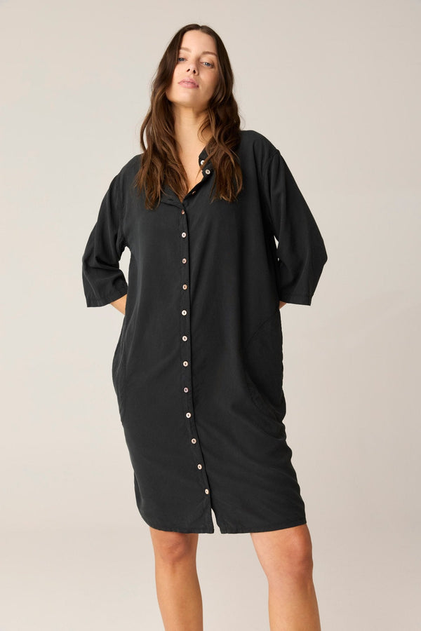 GRACIE SHIRT DRESS - NOIR (PRE - ORDER) - Primness