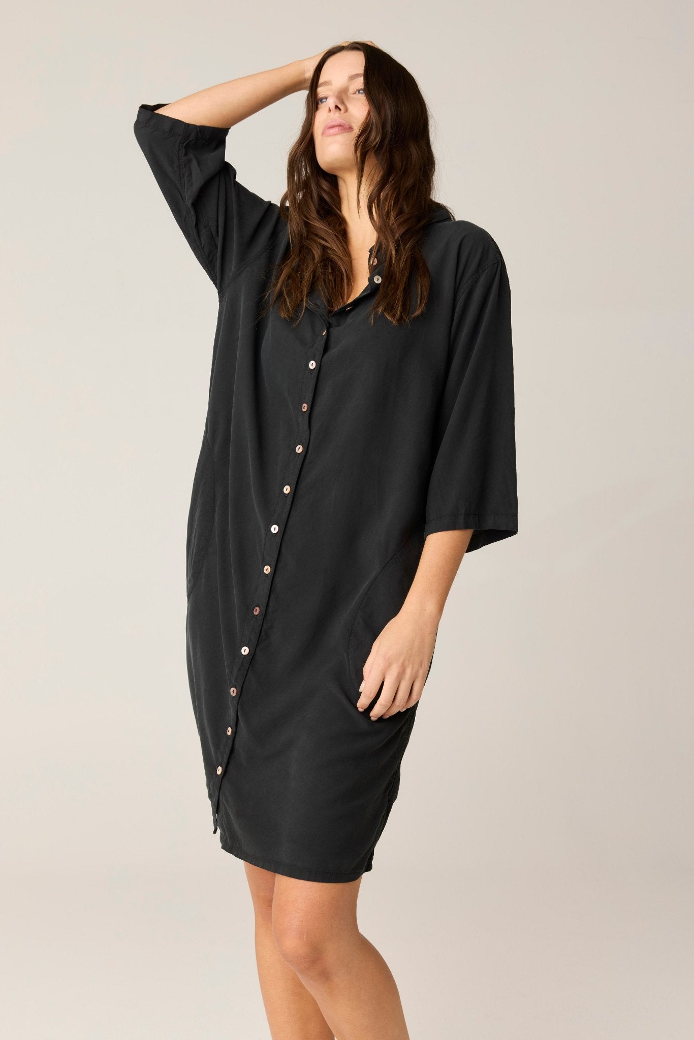 GRACIE SHIRT DRESS - NOIR (PRE - ORDER) - Primness