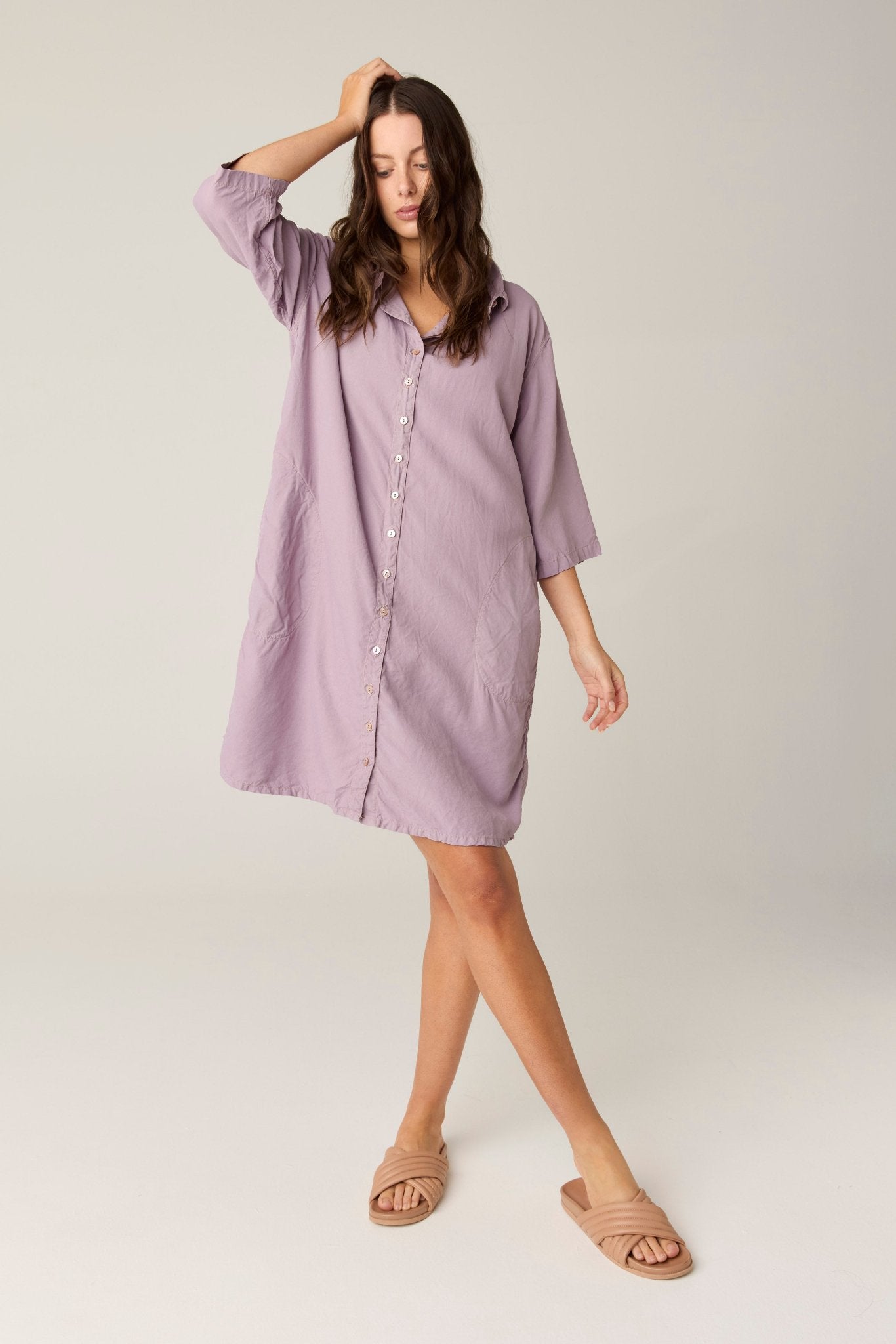 GRACIE SHIRT DRESS - ORCHID (PRE - ORDER) - Primness