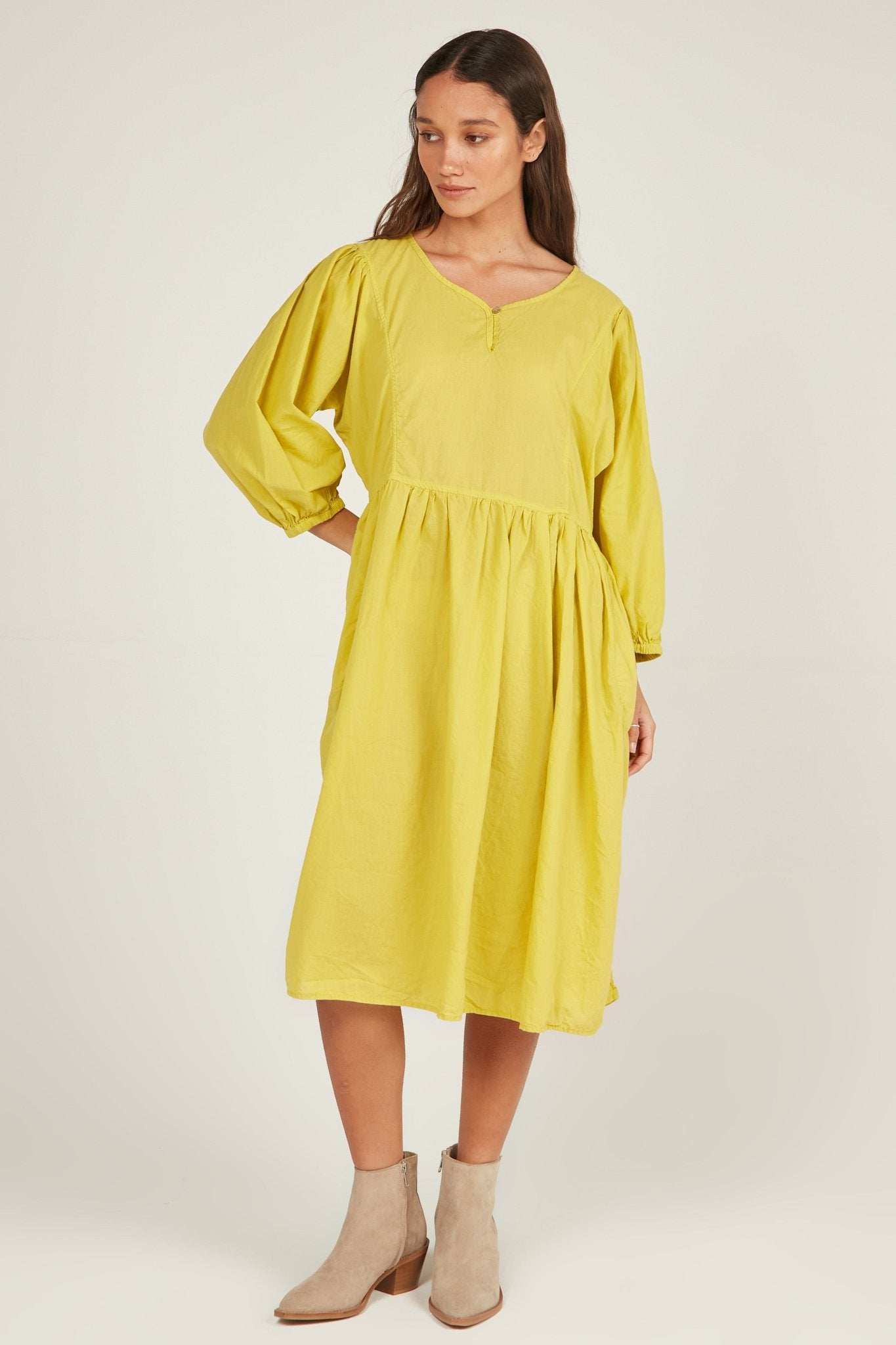 HALCYON DRESS - CHARTREUSE - Primness