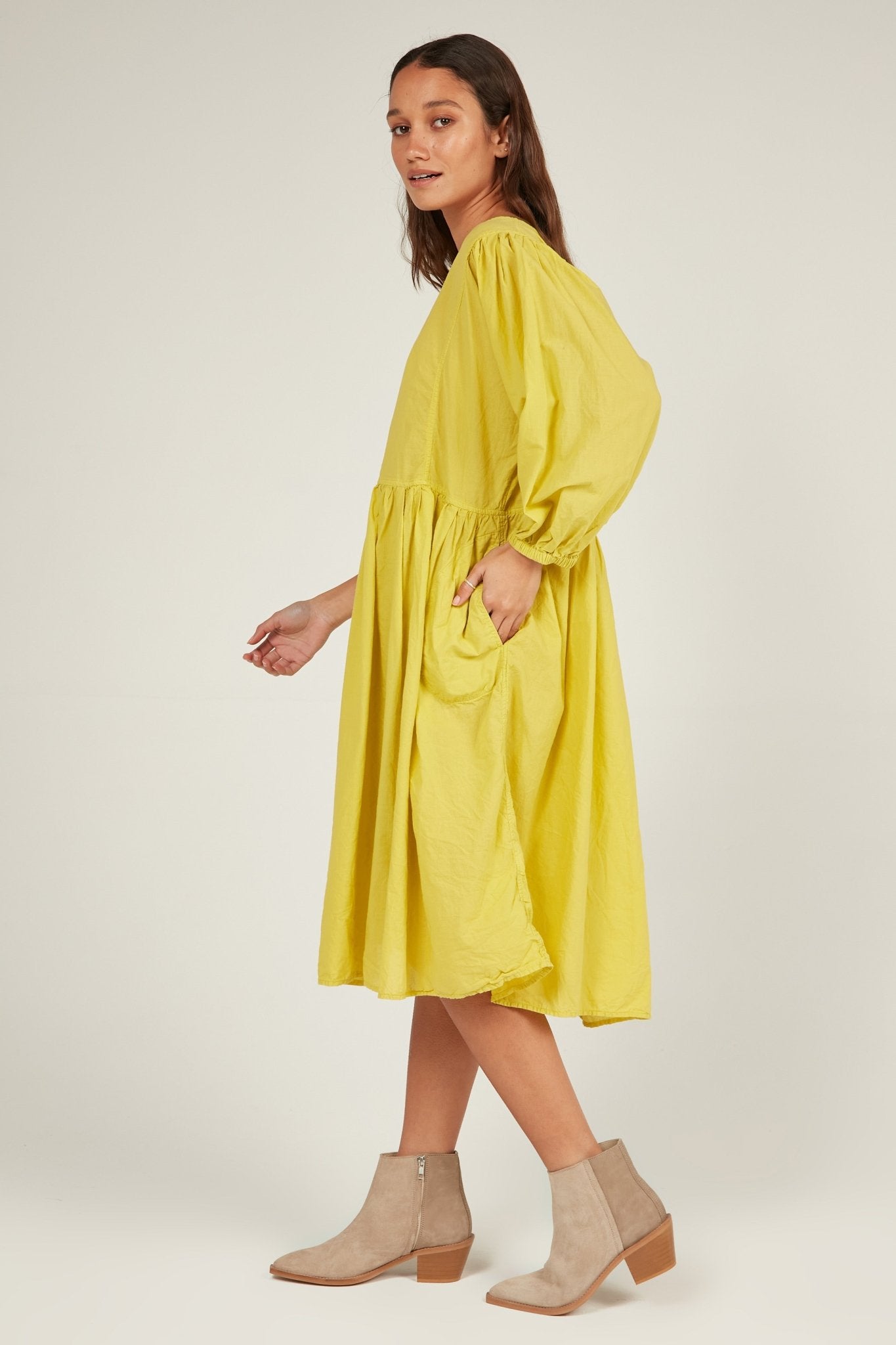 HALCYON DRESS - CHARTREUSE - Primness