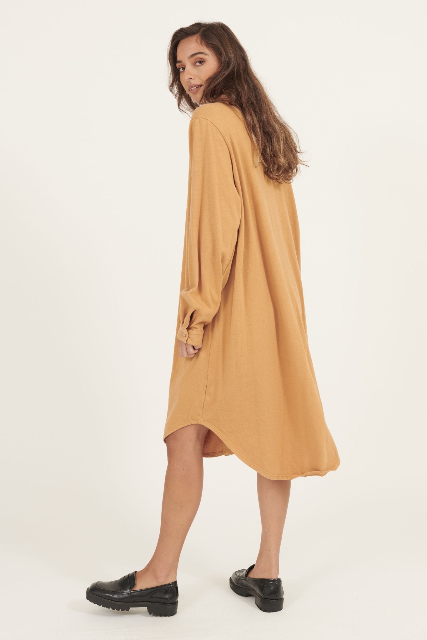 ARIA KNIT SHIRT DRESS - MARMALADE - Primness