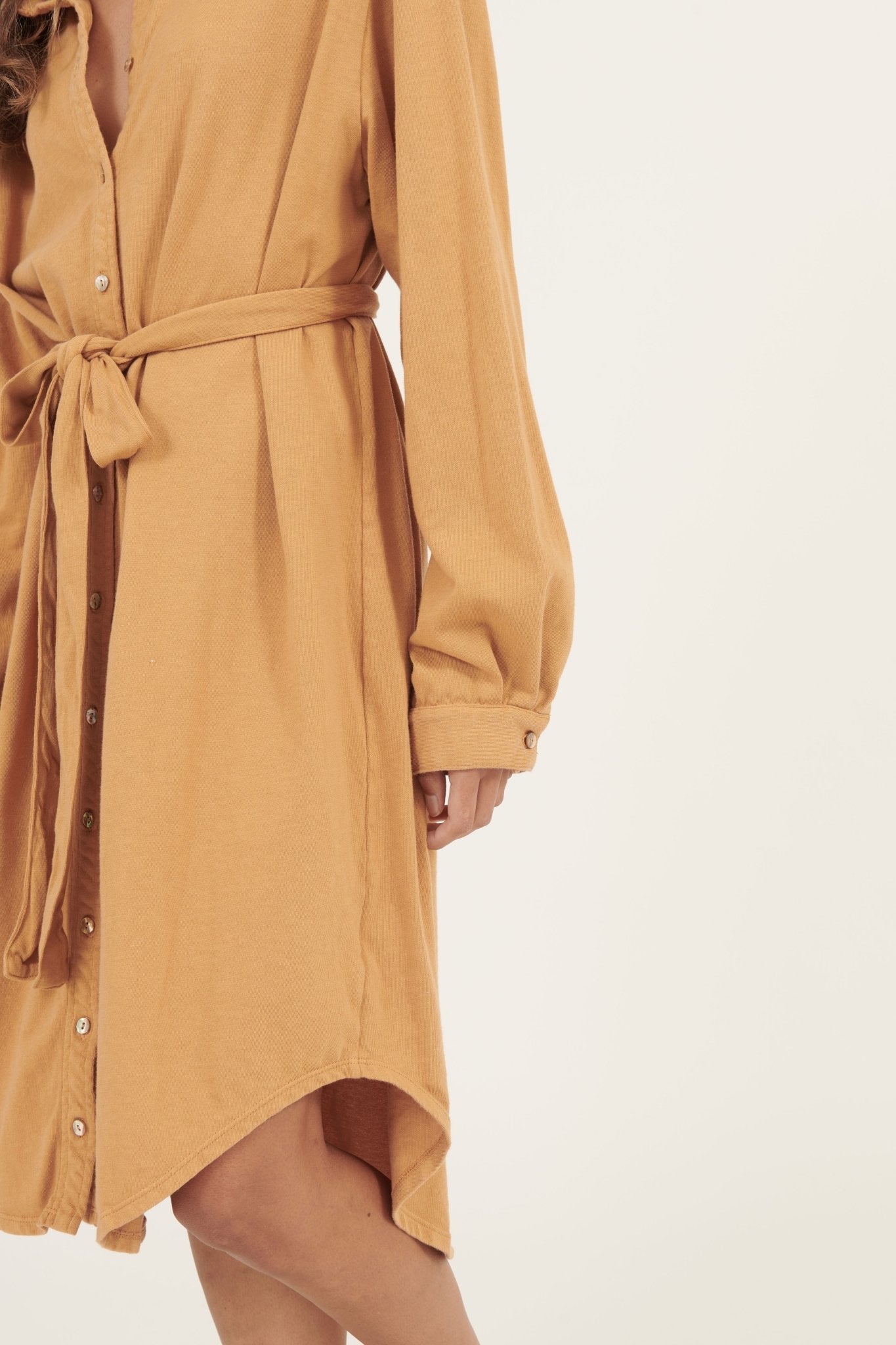 ARIA KNIT SHIRT DRESS - MARMALADE - Primness