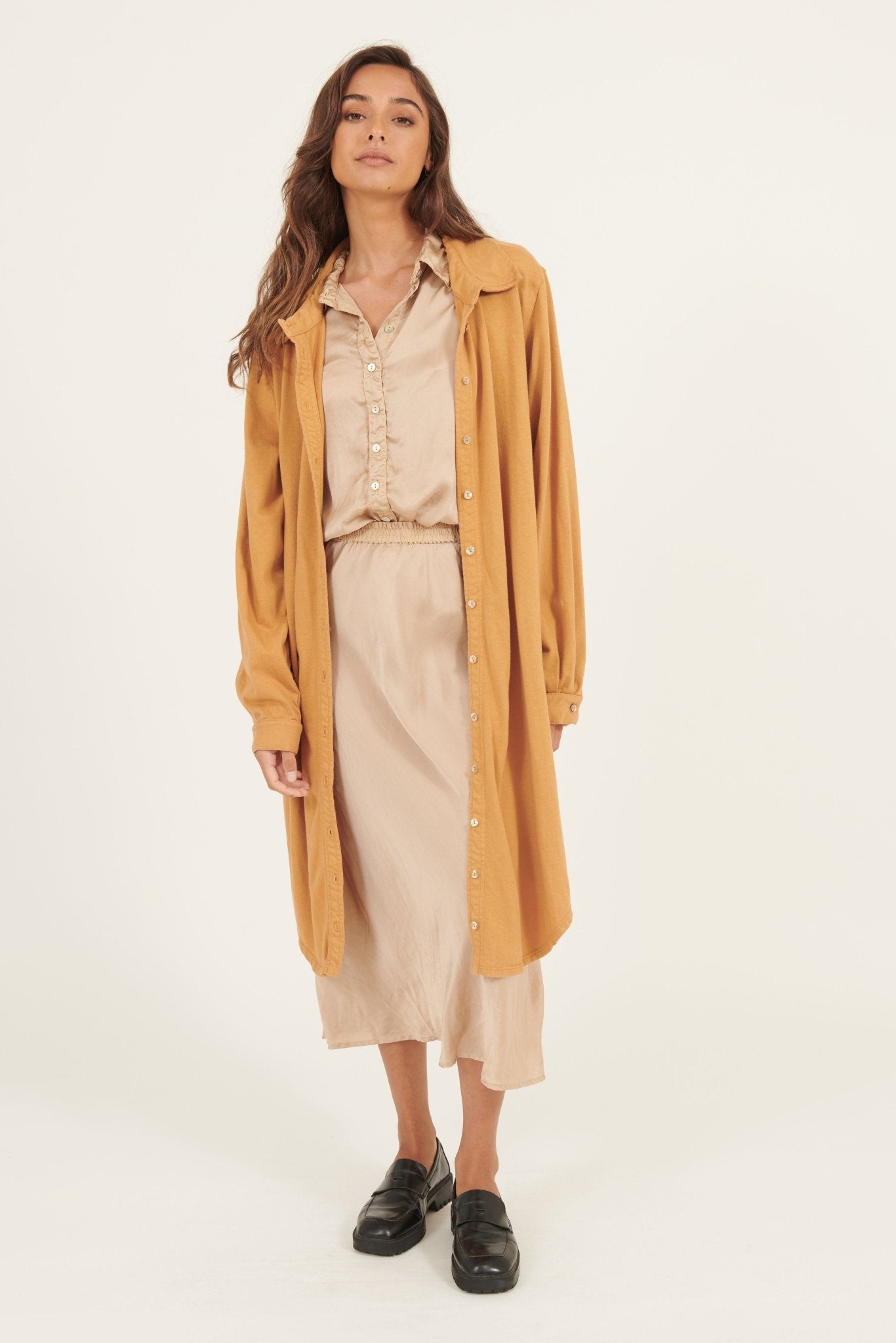 ARIA KNIT SHIRT DRESS - MARMALADE - Primness