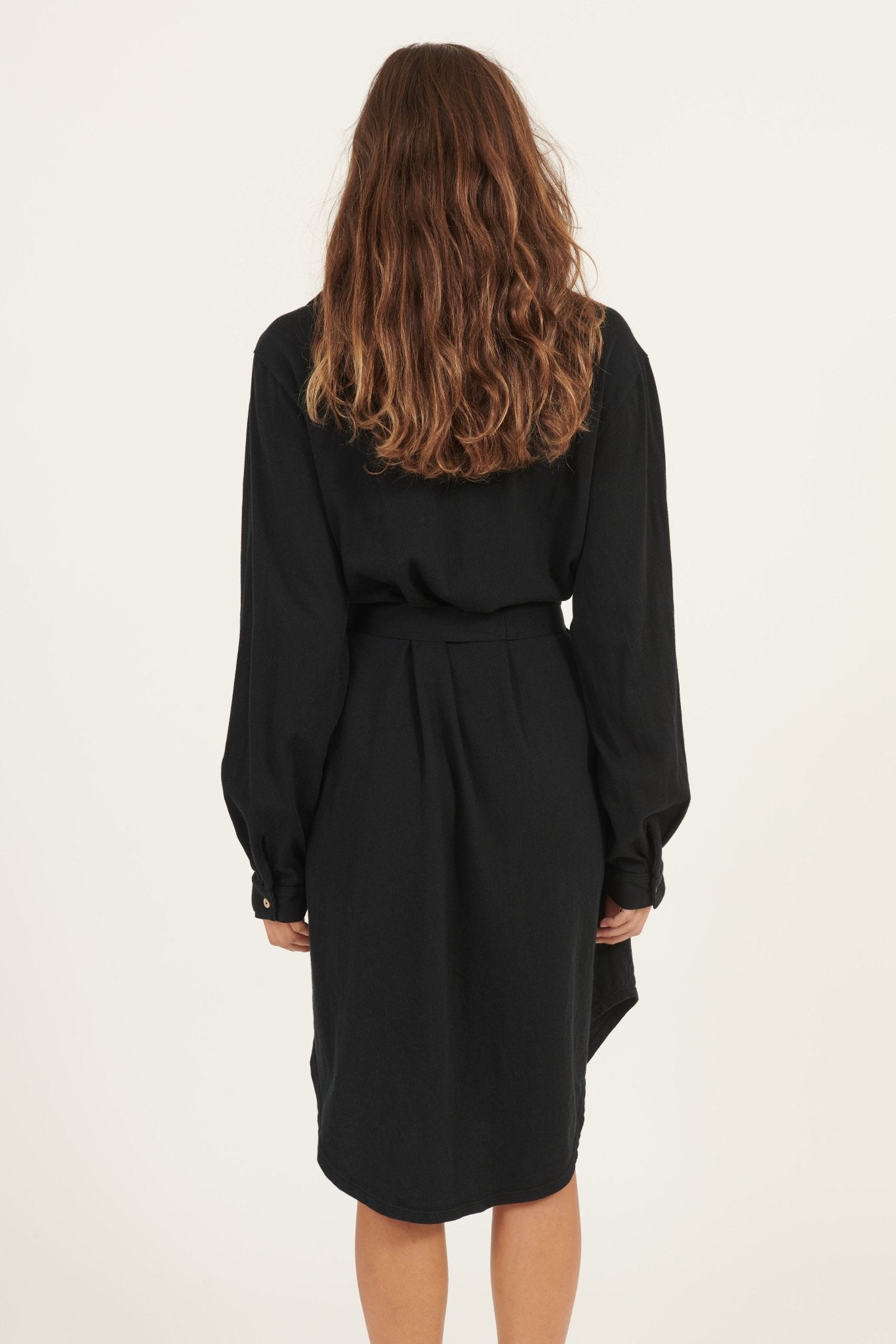 ARIA KNIT SHIRT DRESS - NOIR - Primness