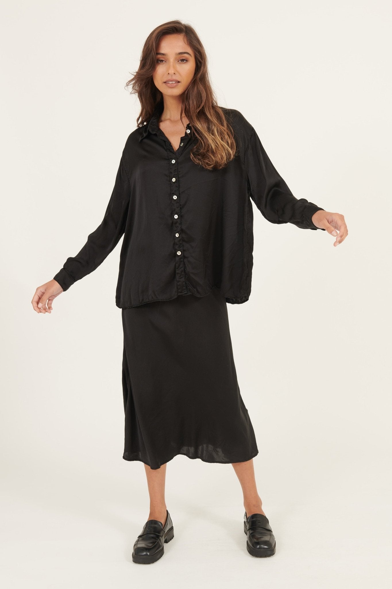 BIAS LONG SKIRT - NOIR - Primness