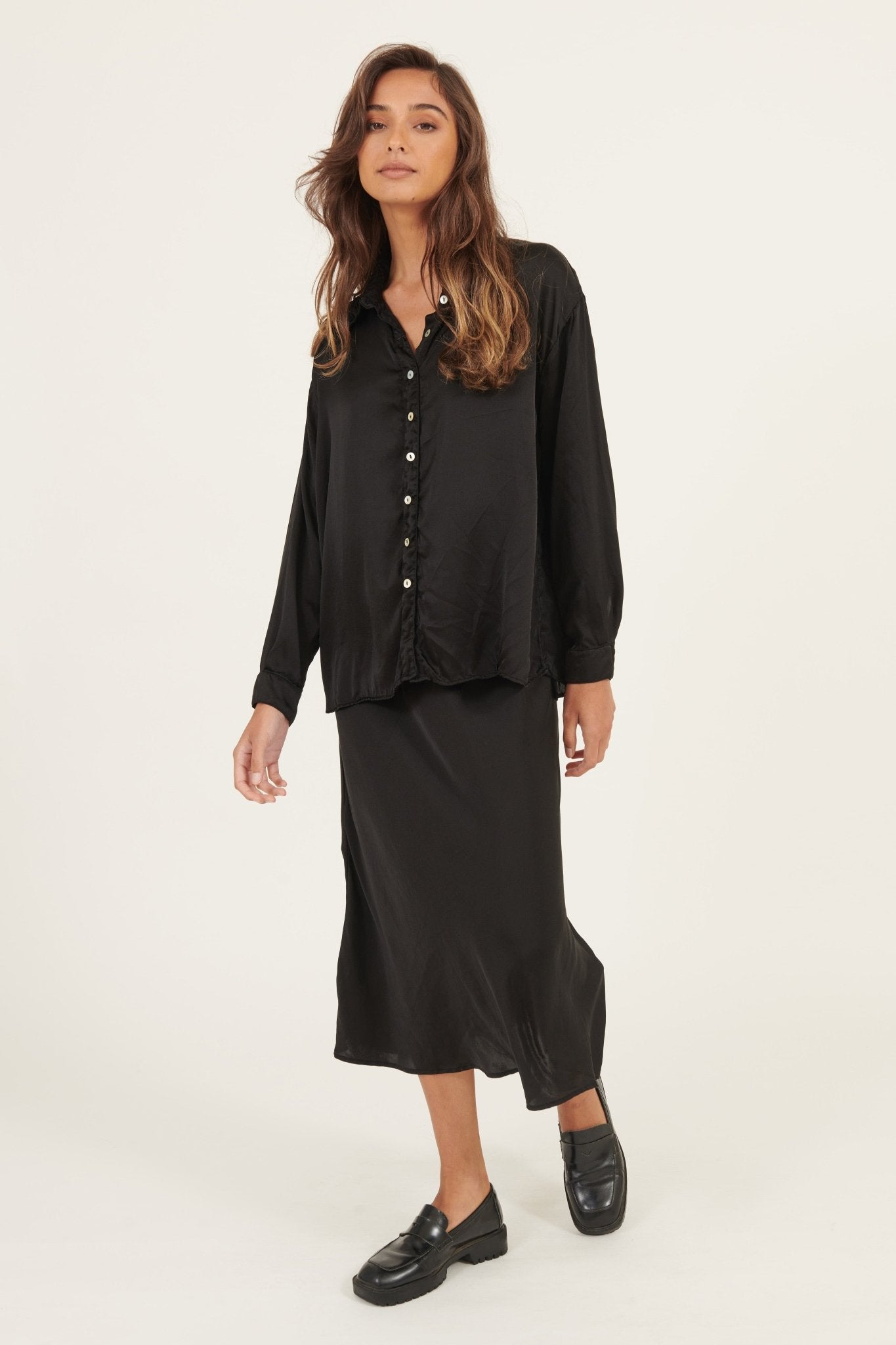 BIAS LONG SKIRT - NOIR - Primness