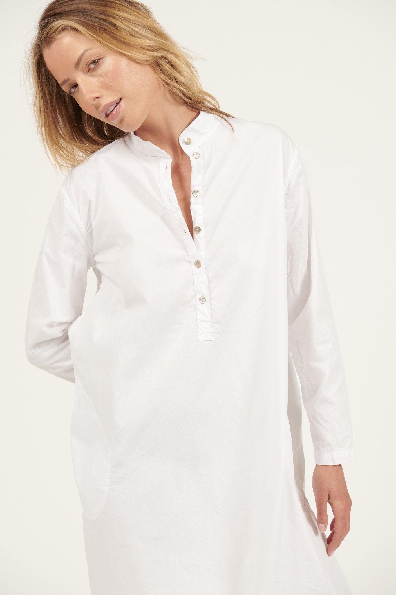 BINDIE SHIRT DRESS - BLANC - Primness