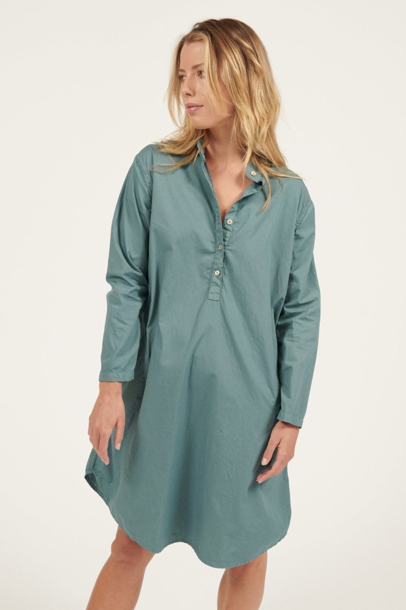 BINDIE SHIRT DRESS - TEAL - Primness