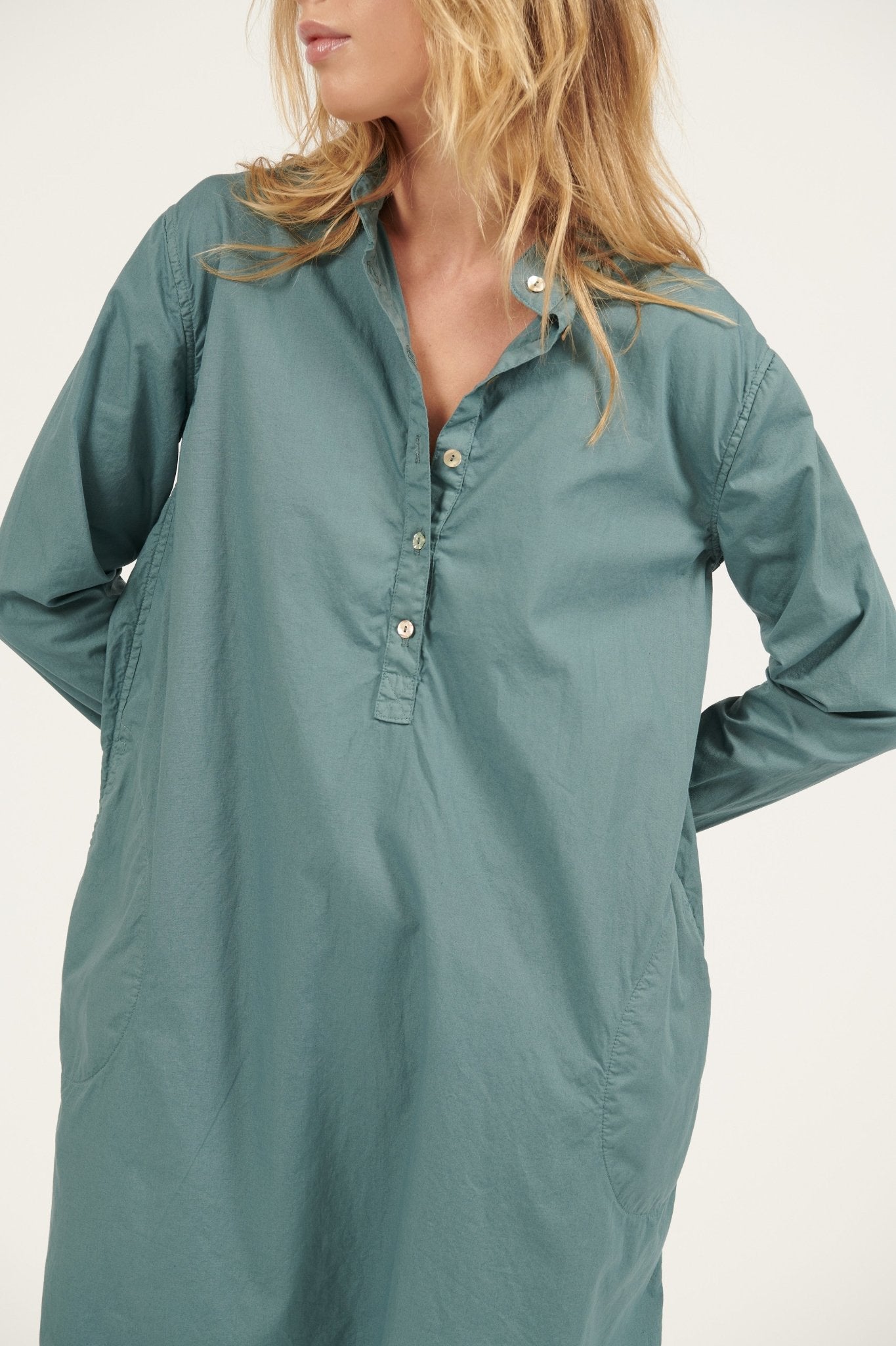 BINDIE SHIRT DRESS - TEAL - Primness