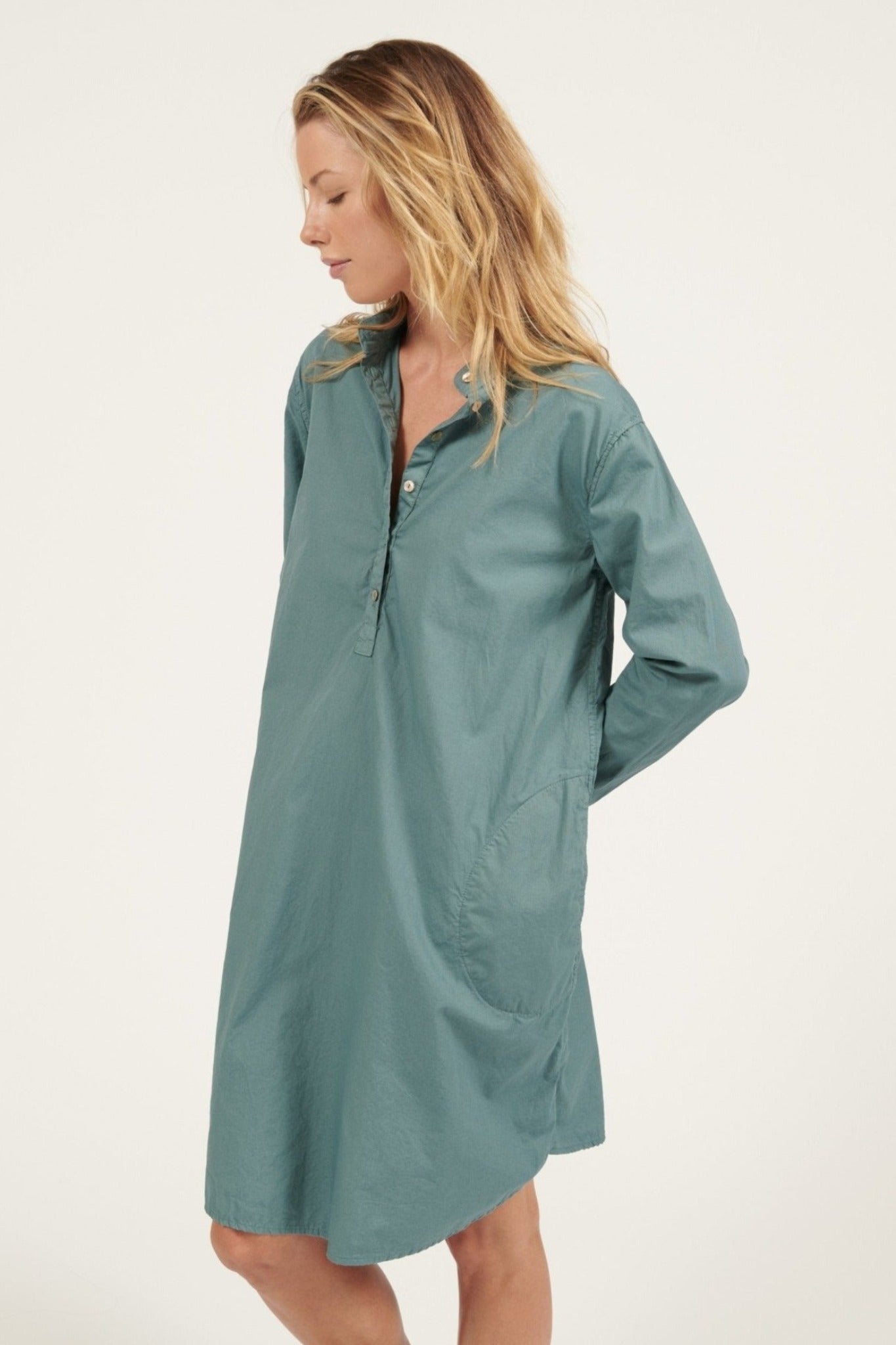 BINDIE SHIRT DRESS - TEAL - Primness