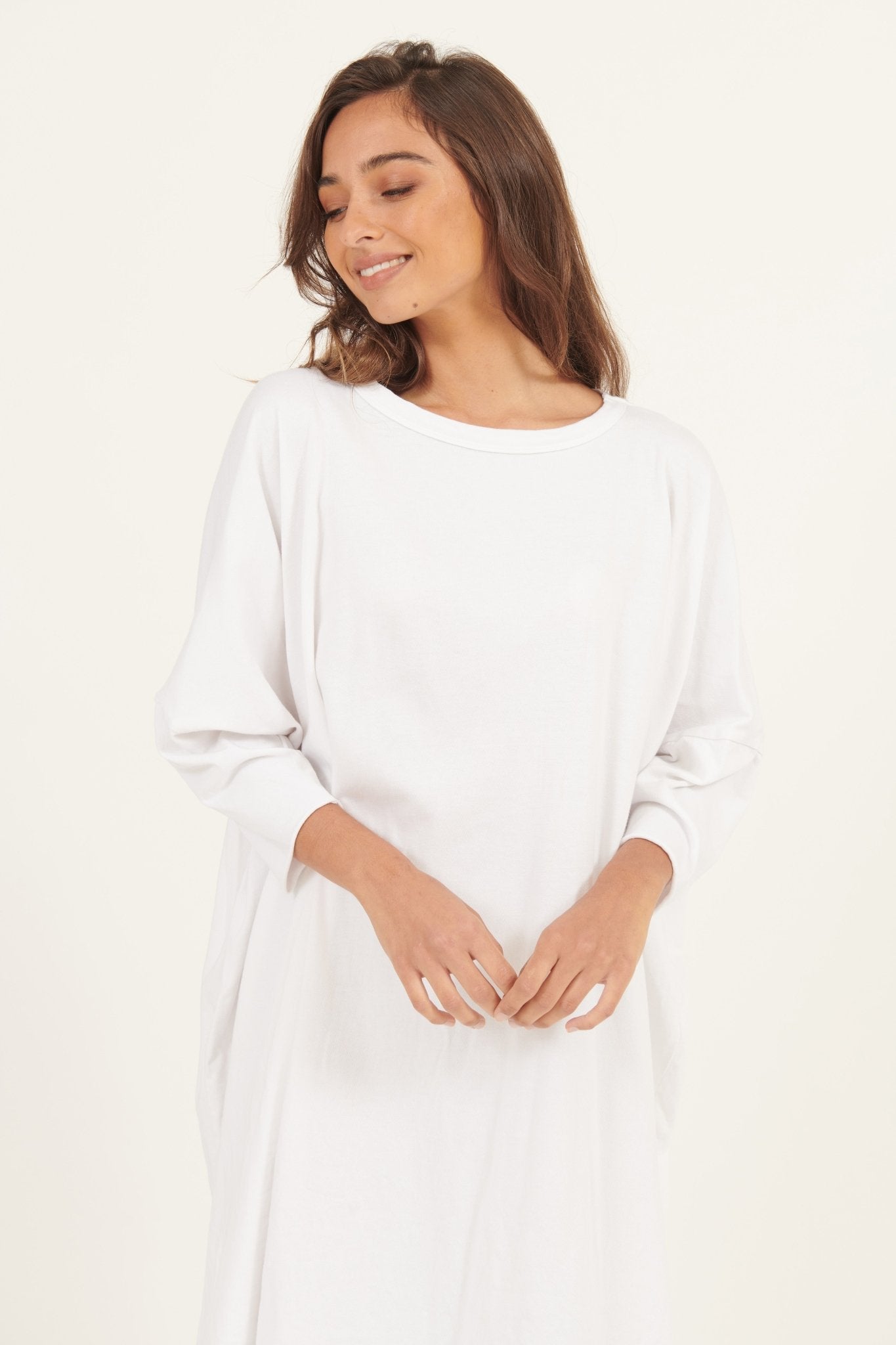 BOX L/S DRESS- BLANC - Primness