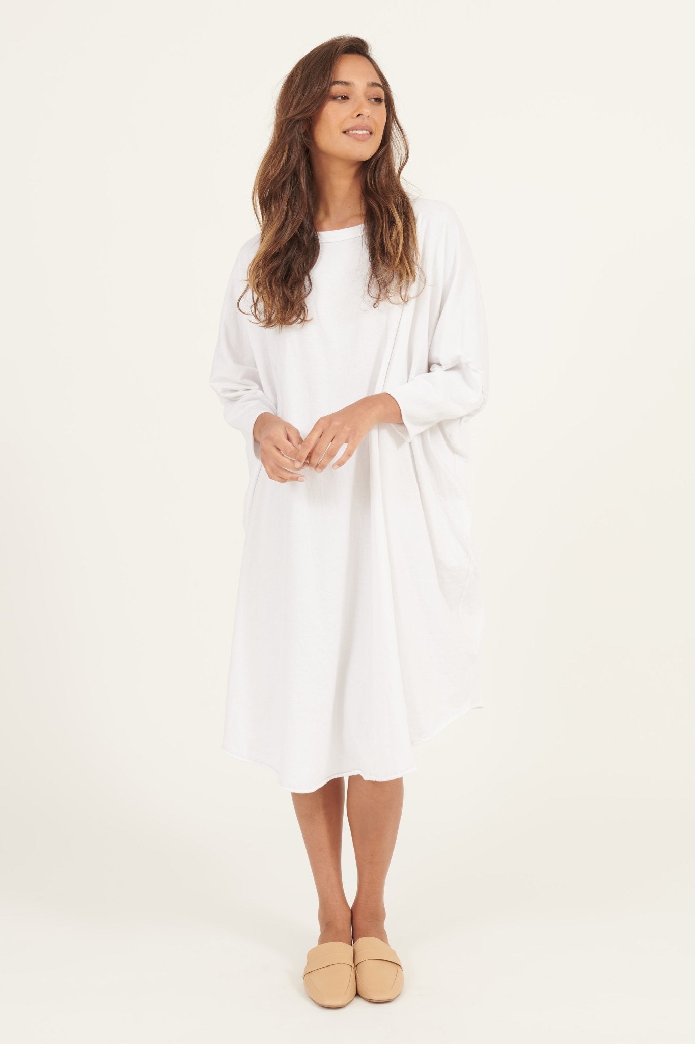 BOX L/S DRESS- BLANC - Primness