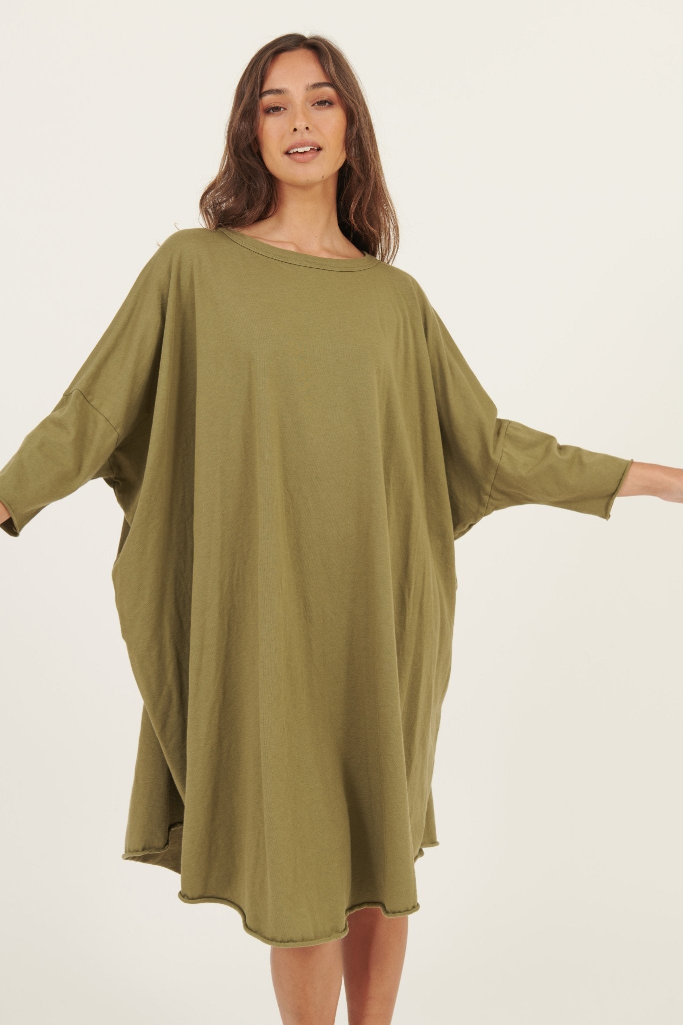 BOX L/S DRESS- KHAKI - Primness