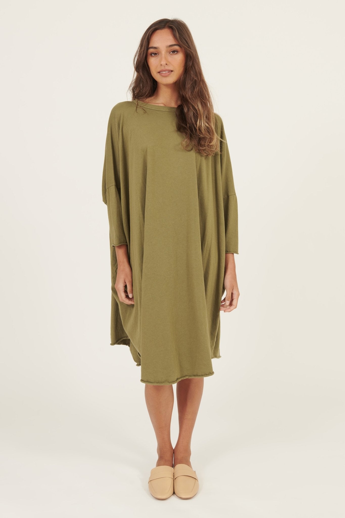 BOX L/S DRESS- KHAKI - Primness